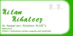 milan mihalecz business card